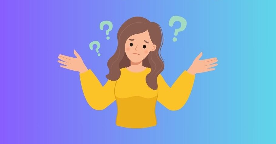 A visual for SpeechWise's 'What the Phonics' training. This is an image of a female adult wearing a yellow jumper, she has her hands raised in frustration as she doesn't understand the subject matter.